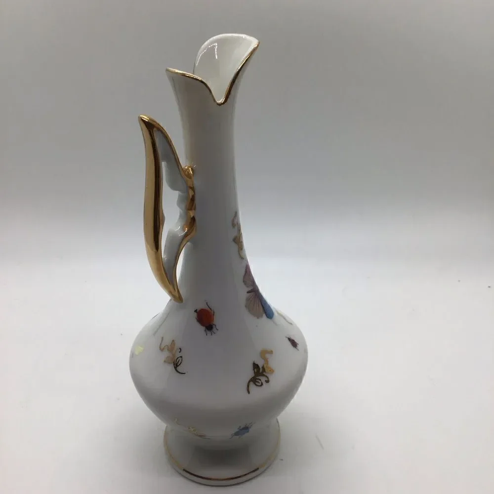 Vintage Lenwile Ardalt Handpainted butterfly and bug ewer vase.